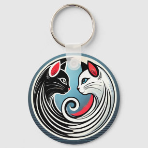 🐱 Yin Yang Zwarte Witte Katten Catafans Geschenk  Sleutelhanger