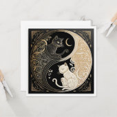 Ying en Yang Cats Kaart (Voorkant / Achterkant in situ)