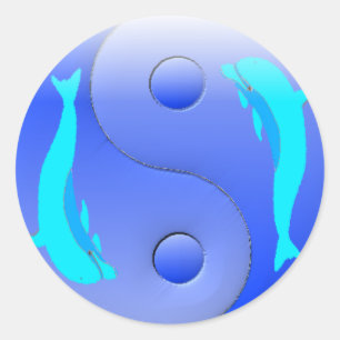 Ying-Yang Dolphin Ronde Sticker