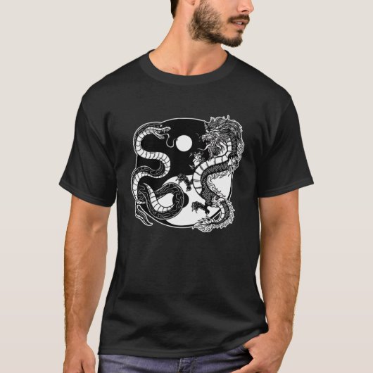 Ying Yang Dragon en slang evenwicht en harmonie T-shirt (Voorkant)
