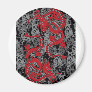 Ying Yang Dragon oin Red - Chinees nieuwjaar Magneet