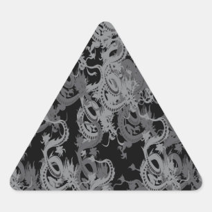 Ying Yang Gray Dragons Driehoek Sticker