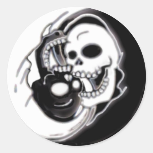 Ying Yang Grim Reaper Ronde Sticker (Voorkant)