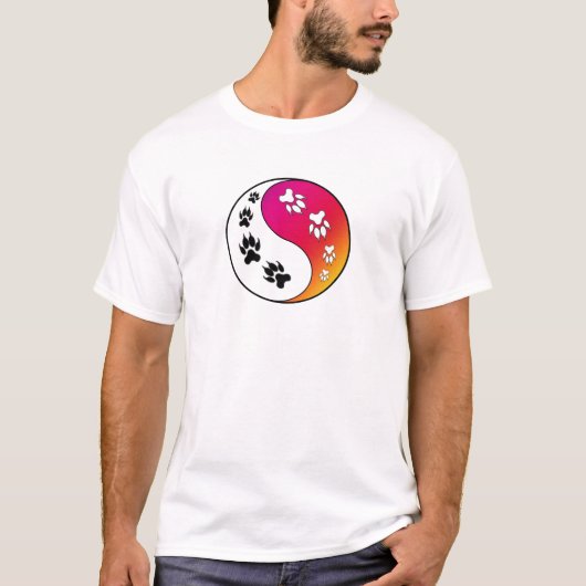 Ying Yang Paw Print Cat Dog T-shirt (Voorkant)