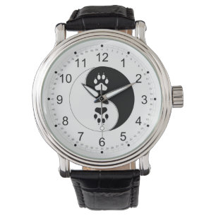 Ying Yang Paw Print Horloge