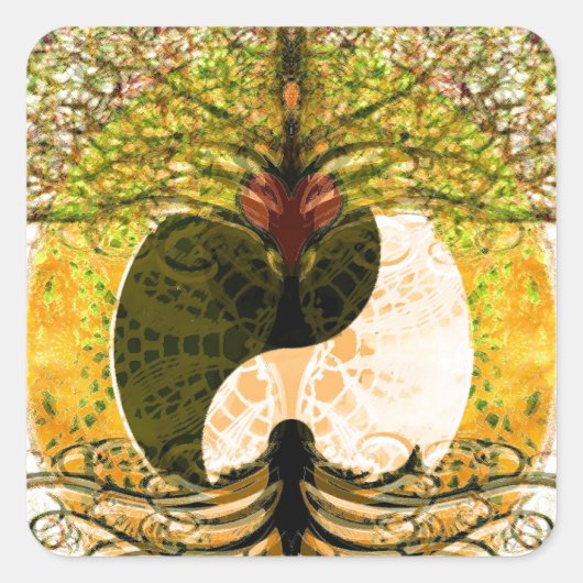 Ying Yang Vierkante Sticker (Voorkant)