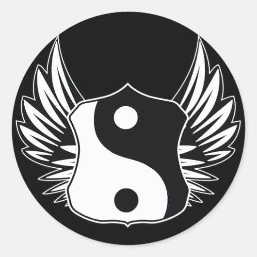 Ying Yang Wings Ronde Sticker (Voorkant)