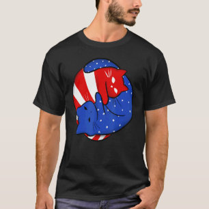 Yinyang Kat Americat Meowica 4 juli Patriottisch T-shirt