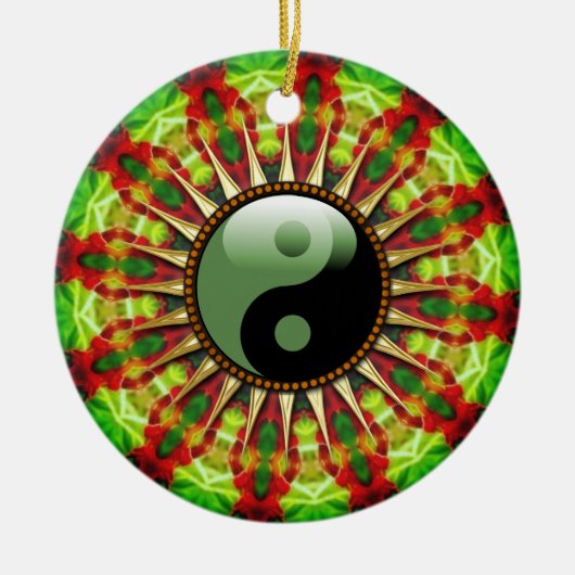 YinYang Mexican Sun flower Ceramic Ornament (Voorkant)