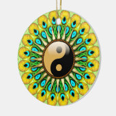 YinYang Peacock Sun Circle Ceramic Ornament (Links)