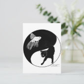 YinYang Poisson et chat - Carte postale noire et b (Debout devant)