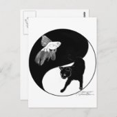 YinYang Poisson et chat - Carte postale noire et b (Devant / Derrière)