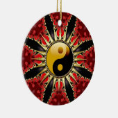 YinYang Red Tribal Flower Ceramic Ornament (Rechts)