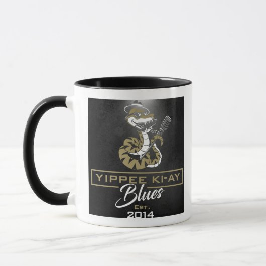 Yippee Ki-Ay Blues Café Mug (Gauche)
