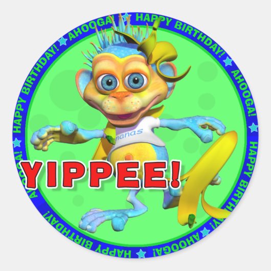 YIPPEE! Verjaardag Stickers met Nanas (Voorkant)