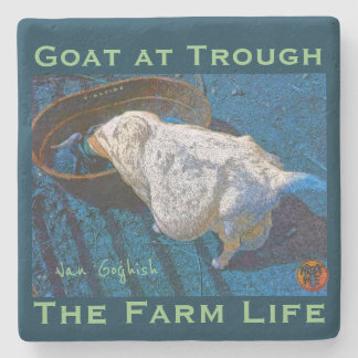 YNOTME VAN GOGHISH GOAT AT TROUGH2 STENEN ONDERZETTER