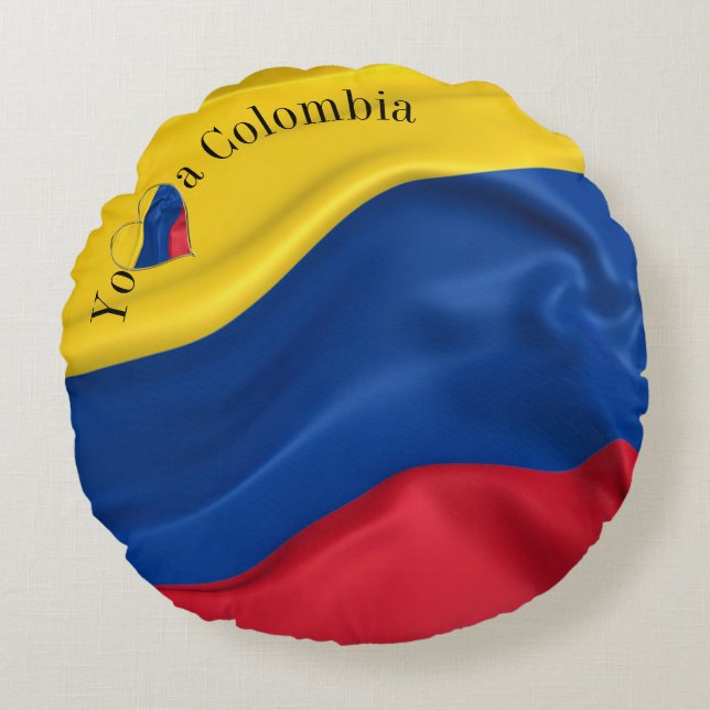 Yo Amo A Colombia Vlag Rond Kussen (Voorkant)