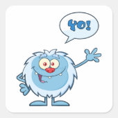 Yo Blue Monster Waving Vierkante Sticker (Voorkant)