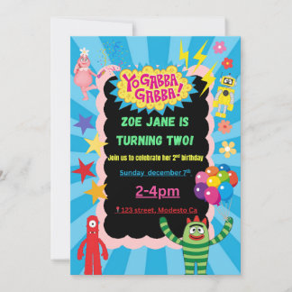 Yo Gabba Gabba invitation à la fête d'anniversaire