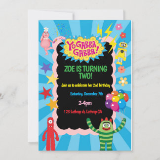 Yo Gabba Gabba verjaardagsuitnodiging Kaart