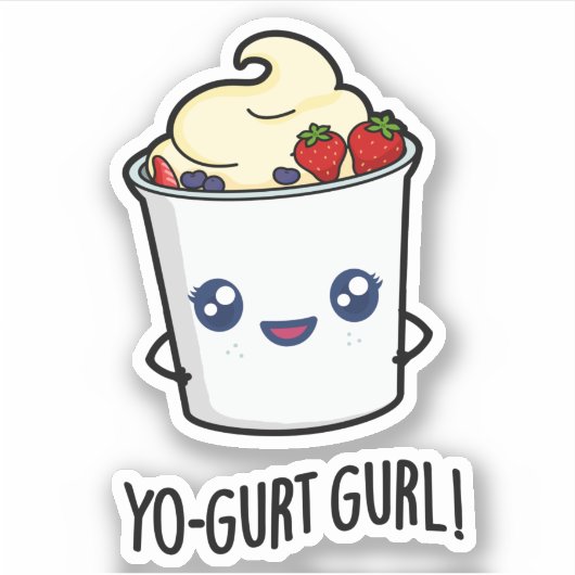 Yo-gurt Gurl Funny Yogurt Pun Sticker (Voorkant)