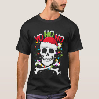 Yo Ho Ho Pirate Boat Cruise Christmas Santa Hat Sk T-shirt