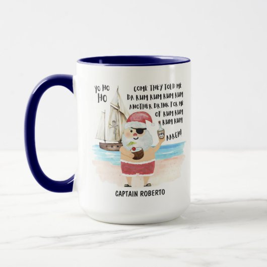 Yo Ho Ho Pirate Santa Ship Rum Kerstmis Mok (Links)