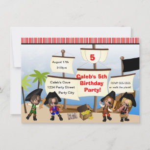 Yo Ho Pirates & Ship Anniversaire Fête Invitation