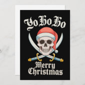 Yo Ho Vrolijk Kerstfeest Piraat Xmas Schedel Vakan Feestdagenkaart (Voorkant / Achterkant)