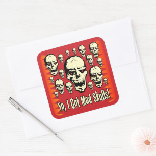 Yo Ik heb Mad Skulls Gfx BG-02 Vierkante Sticker