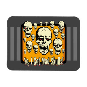 Yo Ik heb Mad Skulls Lijst GFX Grijze Strepen Magneet