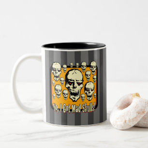 Yo Ik heb Mad Skulls Lijst GFX Grijze Strepen Tweekleurige Koffiemok