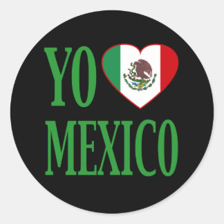 Yo Love Mexico (Ik hou van Mexico) met Vlag Hart Ronde Sticker