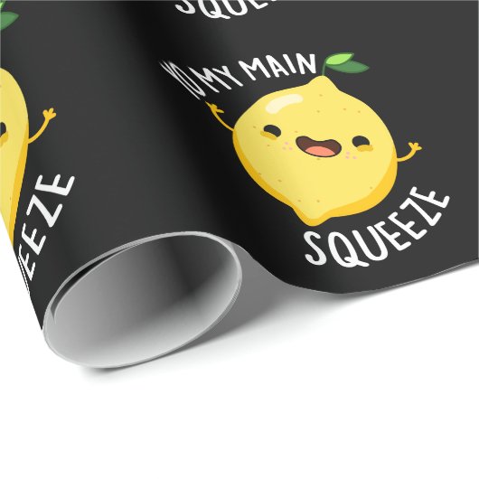 Yo My Main Squeeze Funny Lemon Pun Dark BG Cadeaupapier (Rol Hoek)