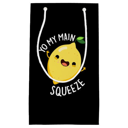 Yo My Main Squeeze Funny Lemon Pun Dark BG Klein Cadeauzakje (Voorkant)