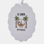 Yo Santa Funny Summer Christmas Tropical Holiday Ornament Kaart (Links)