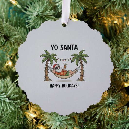 Yo Santa Funny Summer Christmas Tropical Holiday Ornament Kaart (Insitu (Drie))
