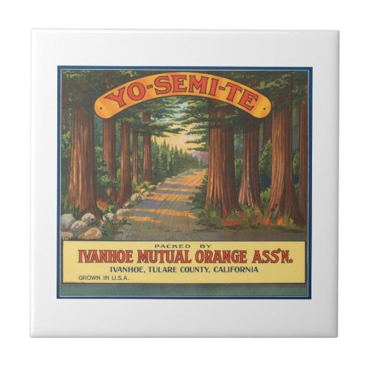YO-SEMI-TE-etiket van fruitkratten Tegeltje (Voorkant)