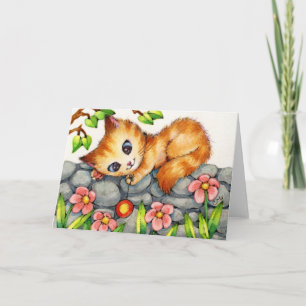 Yo-Yo Kat - Cute Cat Wenskaart Kaart