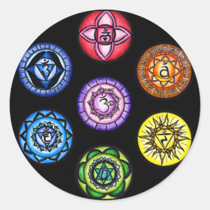 Yoga - 7 Chakra's Energie Ronde Sticker