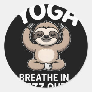 Yoga Adem In Zzz Uit Luiaard _1  Ronde Sticker
