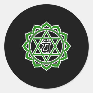 Yoga Anahata Hart Groen Chakra Ronde Sticker