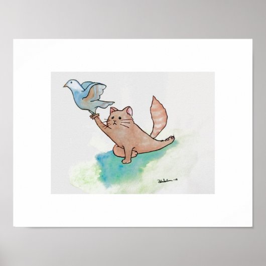 Yoga-Art Cat in Pigeon Poster (Voorkant)