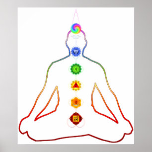 Yoga Asana Siddhasana Pose met 7 Chakras Poster