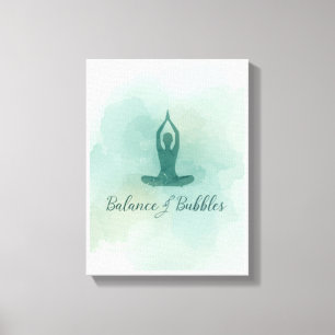 Yoga Balans en Bubbelbaden voor Yoga Feestje Canvas Afdruk