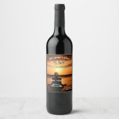 Yoga Beach Sunset Anniversaire Vin Étiquette (Devant)