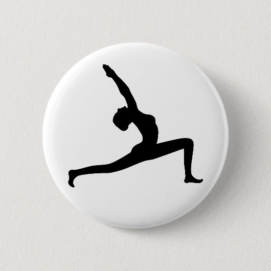 Yoga Black Silhouette Woman Posing Round Button (Voorkant)