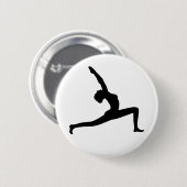 Yoga Black Silhouette Woman Posing Round Button (Voorkant /achterkant)