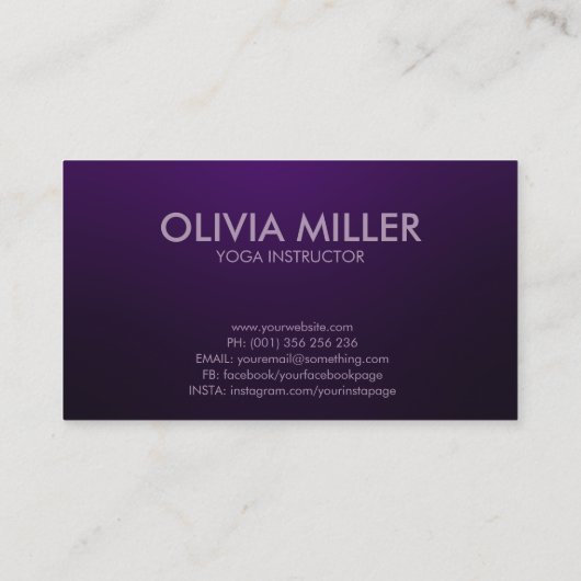 Yoga Boom Pose Word Art Tekening Visitekaartje (Achterkant)