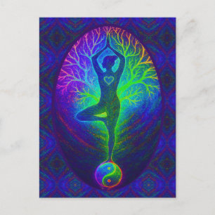 Yoga Boom Vredesregenboog Briefkaart